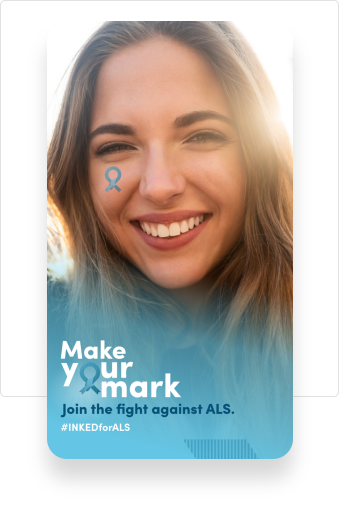 Image of woman using the INKED for ALS tattoo filter on Instagram